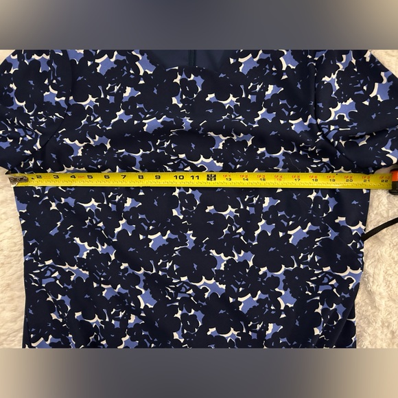 Talbots Crepe Blue and White Floral Shift Dress - Picture 10 of 12